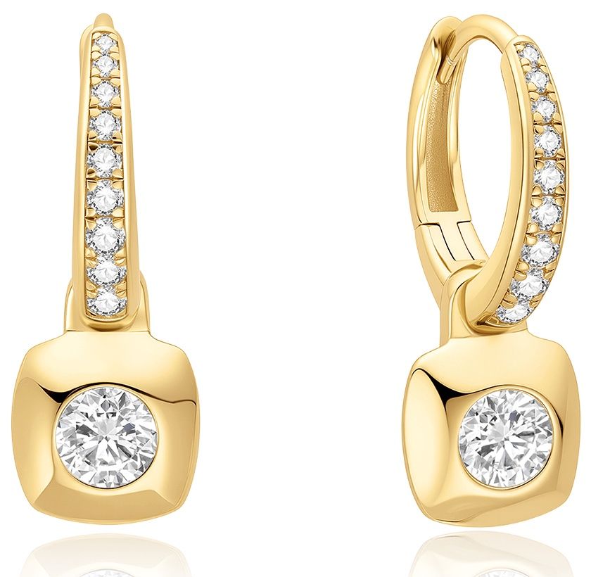 GOLD MODERN BEZEL-SET HUGGIE HOOP EARRINGS