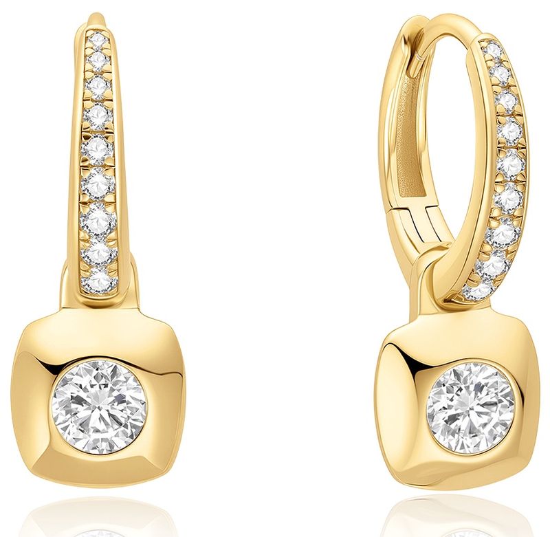 GOLD MODERN BEZEL-SET HUGGIE HOOP EARRINGS