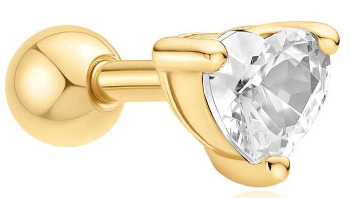 GOLD HEART BARBELL SINGLE EARRING