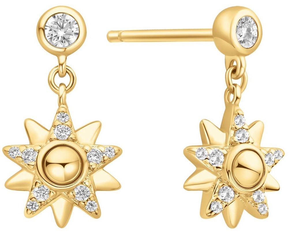 GOLD SUNBURST DANGLE STUD EARRINGS