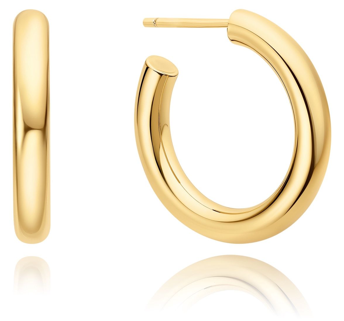 GOLD CLASSIC TUBE MEDIUM HUGGIE HOOP EARRINGS