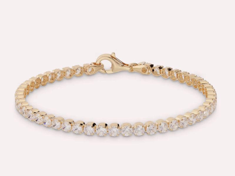 Tennisarmband Goudkleur met witte crystal