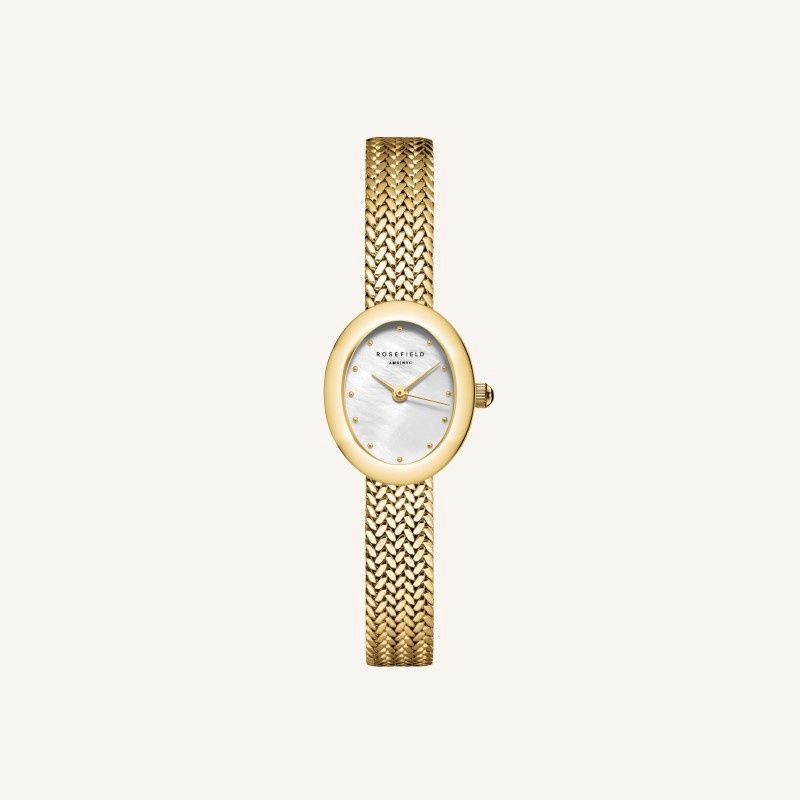 RFW0274 - MINI OVAL WHITE DIAL GOLD WOVEN MESH-strap