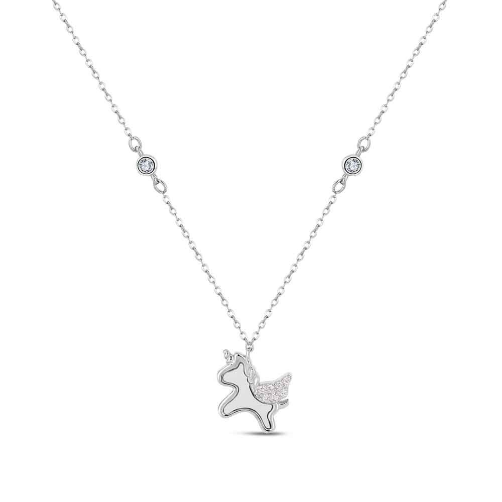 Ketting met vliegende unicorn , zilver