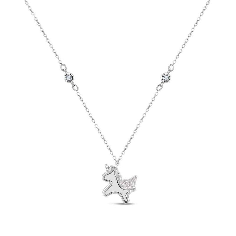 Ketting met vliegende unicorn , zilver