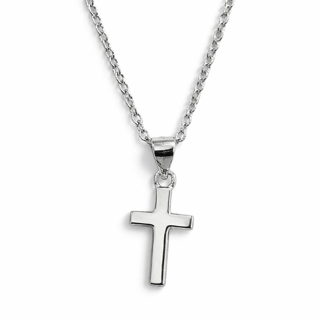 Ketting met sereen kruisje, zilver