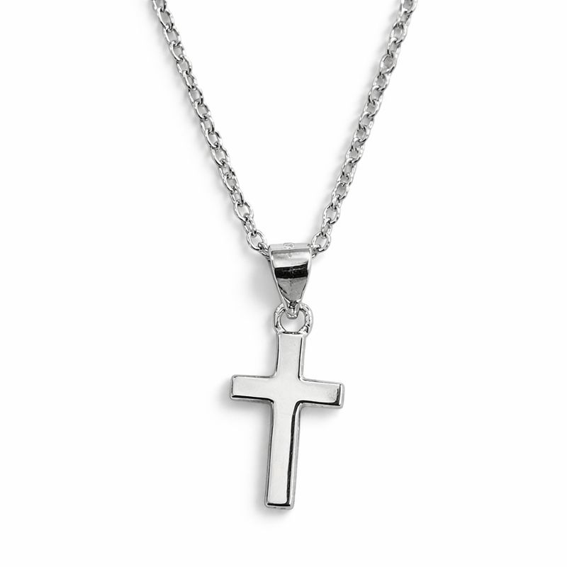 Ketting met sereen kruisje, zilver