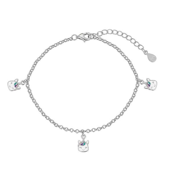 Armbandje met 3 unicorntjes, zilver
