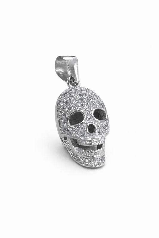 Hanger skull bezet met blinkende zirkoontjes, zilver