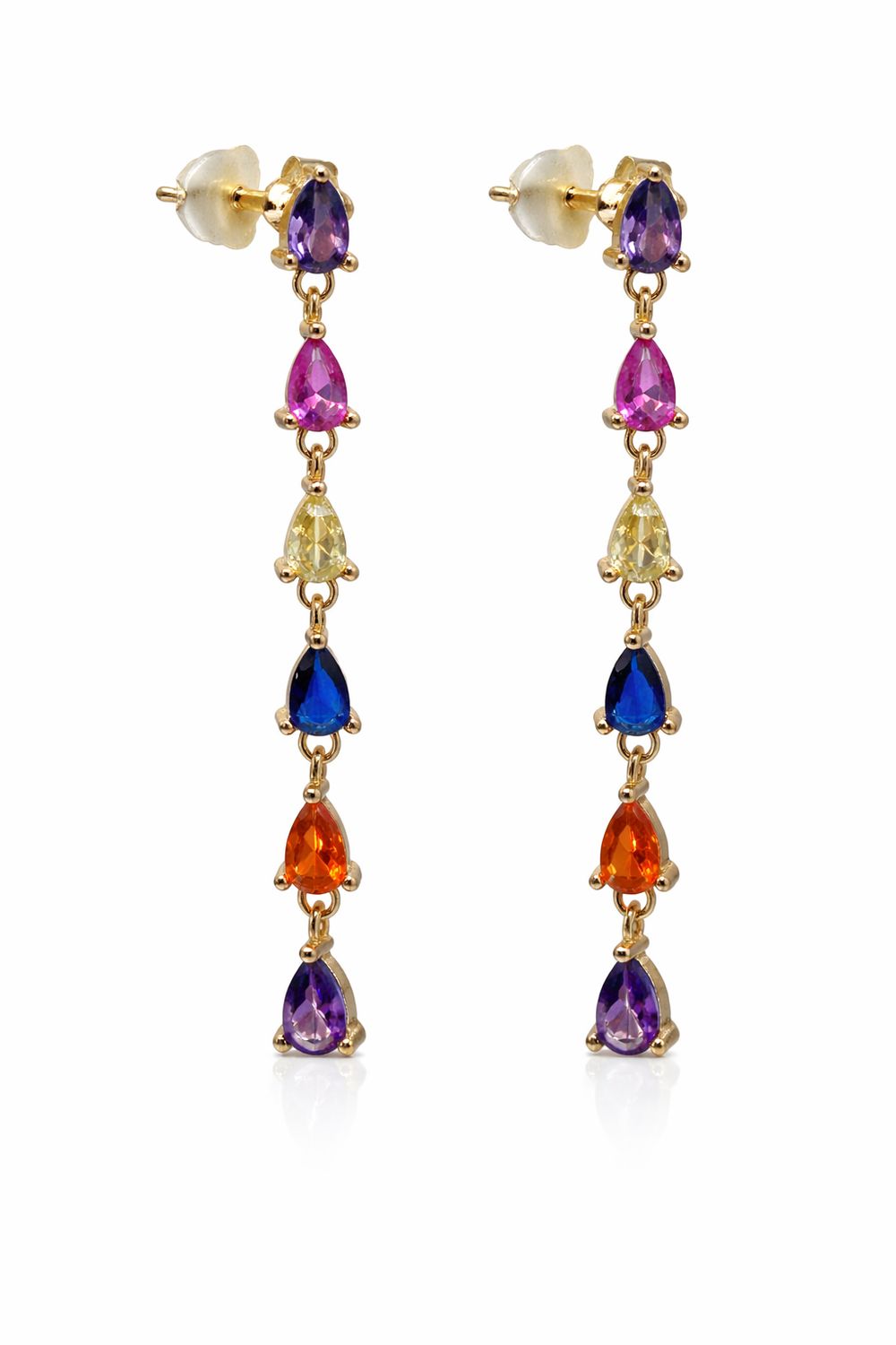 Oorbellen hangend met kleursteentjes