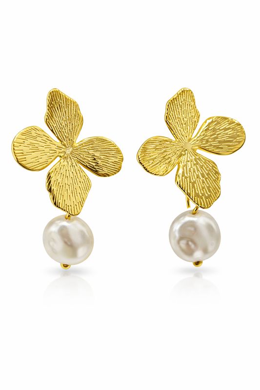 Oorbellen blaadjes met parel