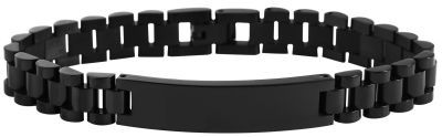 Schakelarmband gemaakt zwart van roestvrij staal met een graveerplaat. Breedte 10mm