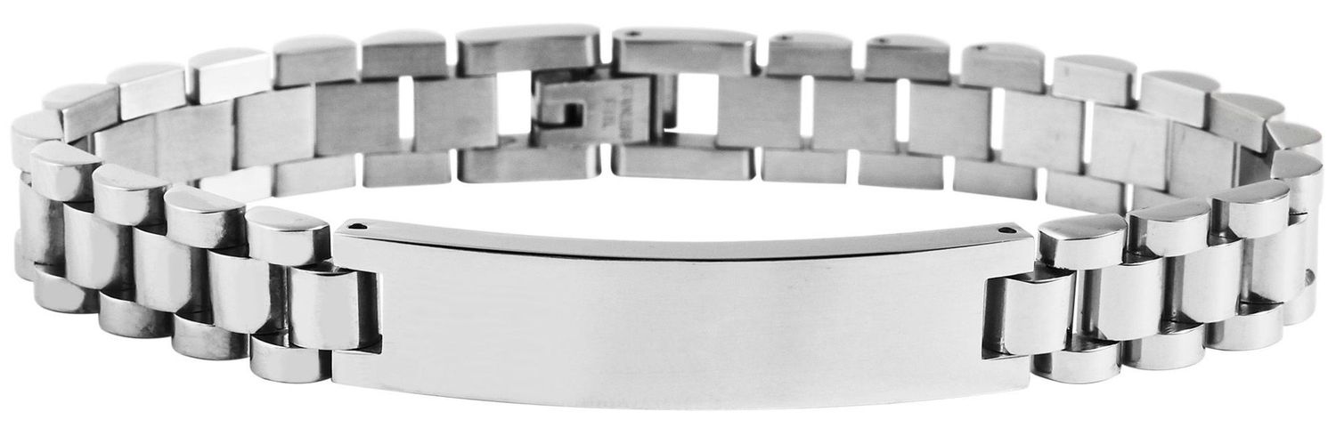 Schakelarmband gemaakt roestvrij staal met een graveerplaat. Breedte 10mm