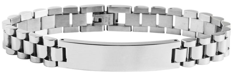 Schakelarmband gemaakt roestvrij staal met een graveerplaat. Breedte 10mm