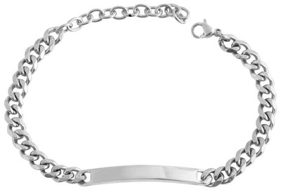 Schakelarmband gemaakt van roestvrij staal met een graveerplaat, 4mm. breed