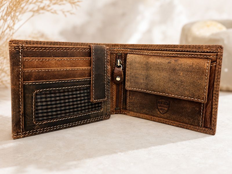 Heren portefeuille cognacbruin vintage leder