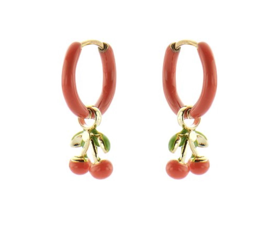 Biba kinderoorbellen creool met kersjes hanger