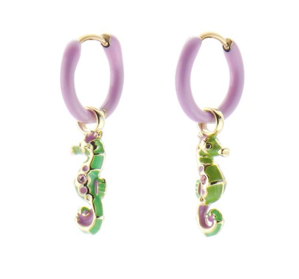 Biba kinderoorbellen creool met zeepaardje hanger