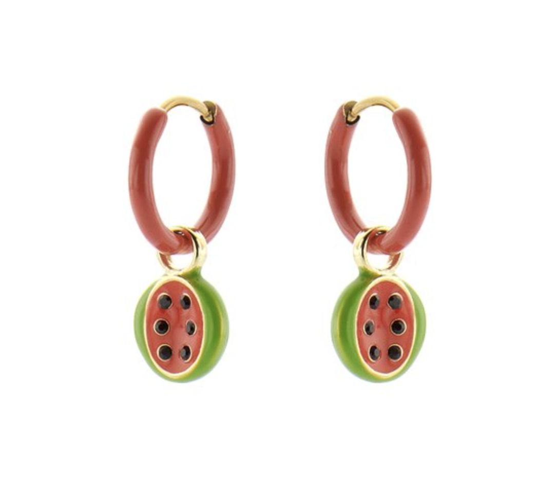 Biba kinderoorbellen creool met watermeloen hanger
