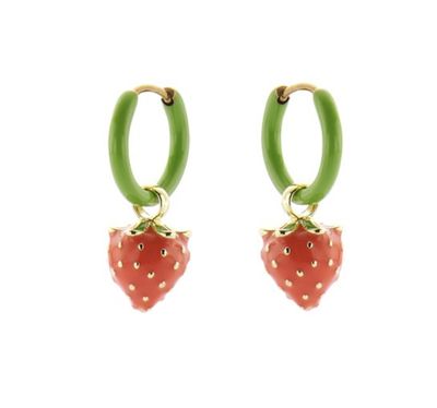 Biba kinderoorbellen creool met aardbei hanger