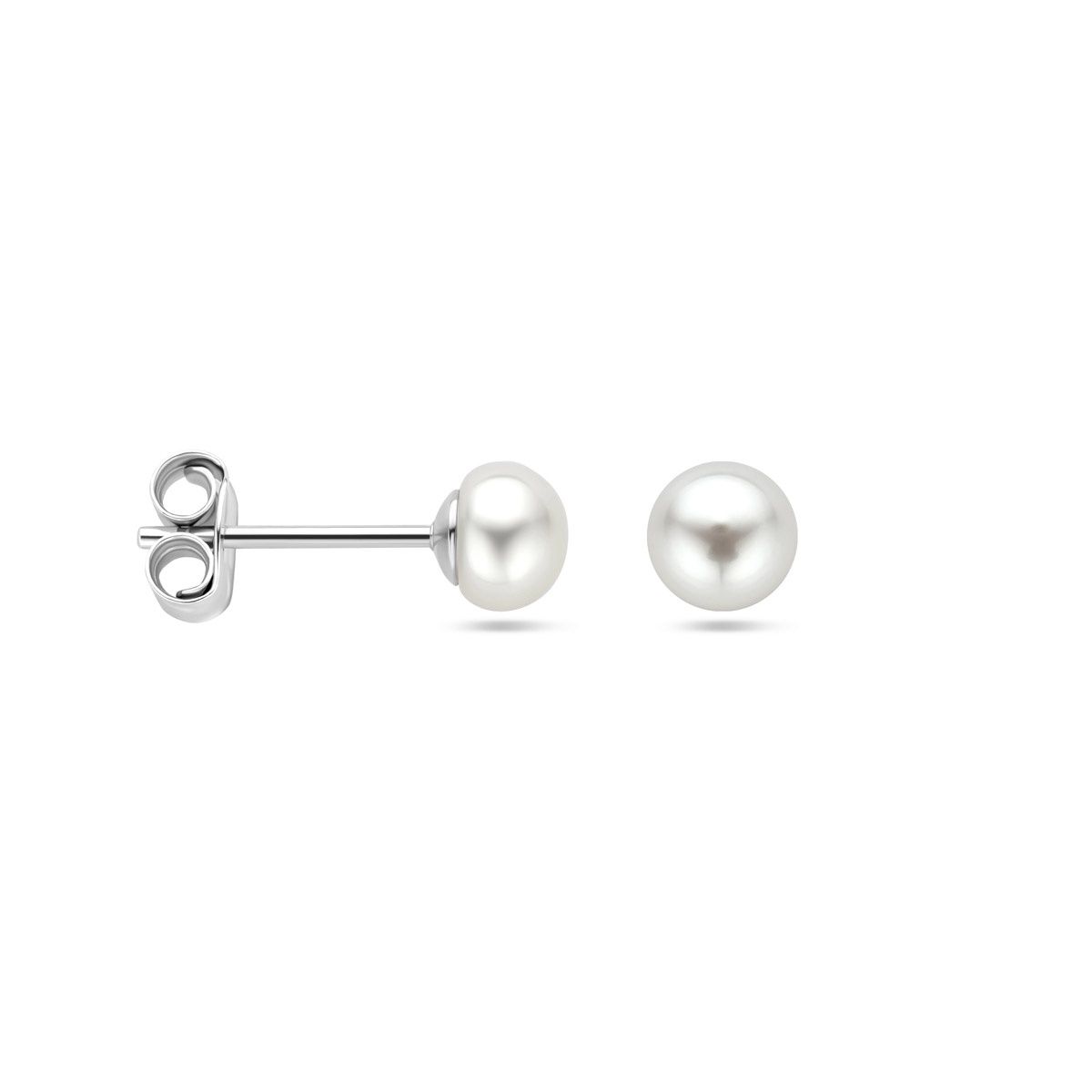 Oorbellen knop witte parel 5mm