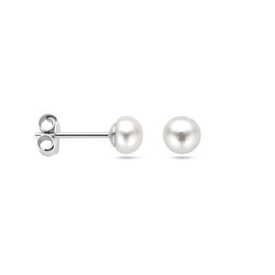 Oorbellen knop witte parel 5mm