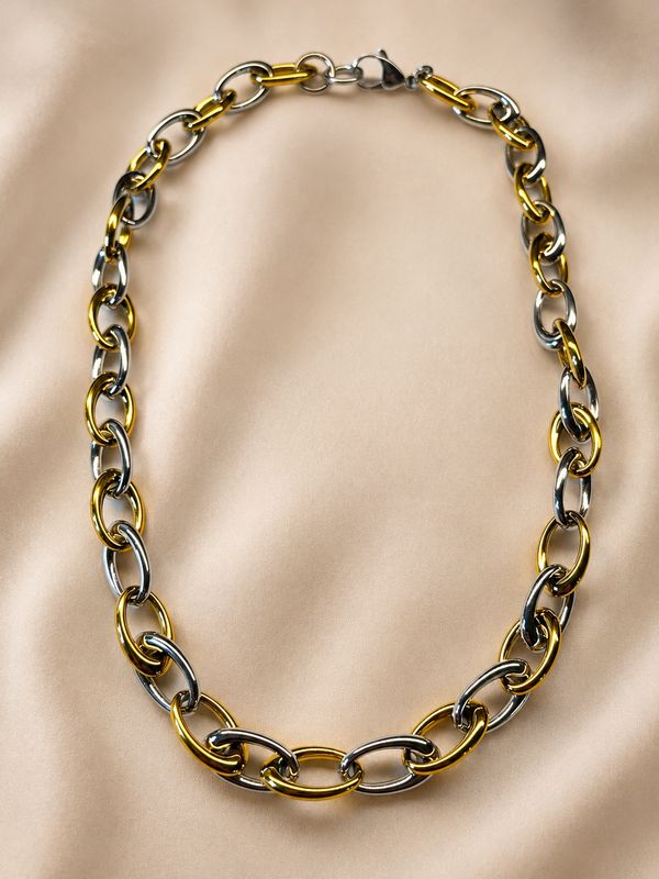 Bi-color schakelketting, hoogwaardig edelstaal PVD-afwerking 47cm
