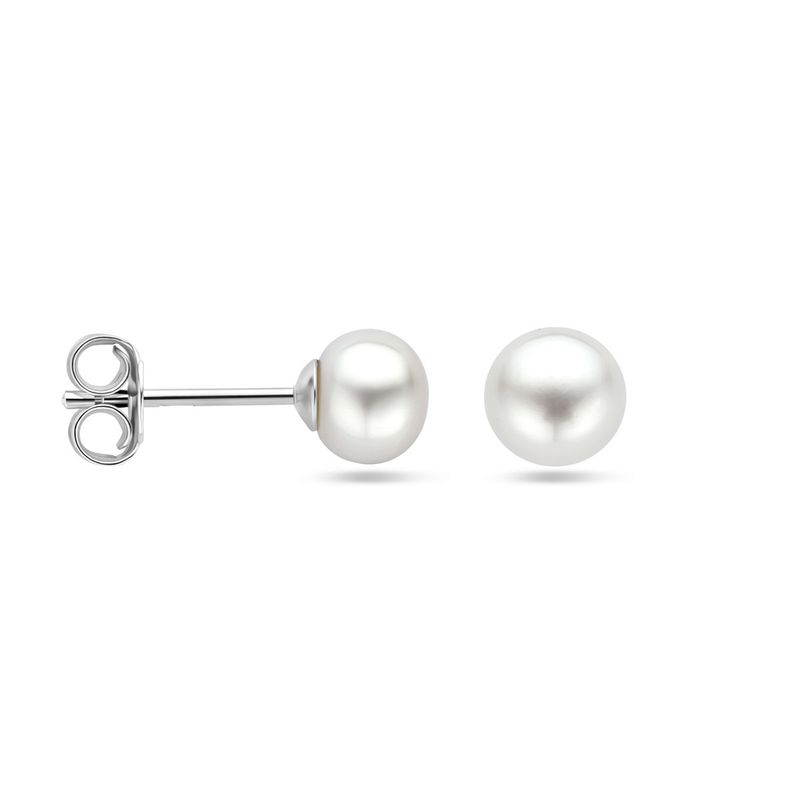 Oorbellen knop witte parel 9mm