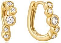 GOLD SMALL SPARKLING TIDE HUGGIE HOOP EARRINGS