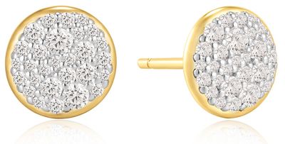 GOLD PAV DISC STUD EARRINGS