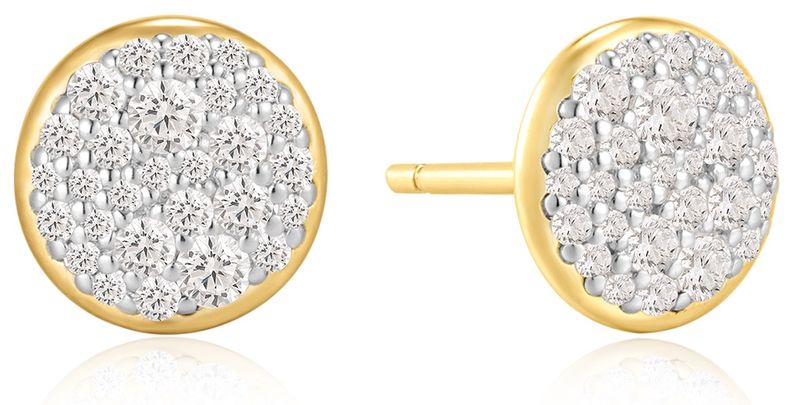 GOLD PAV DISC STUD EARRINGS