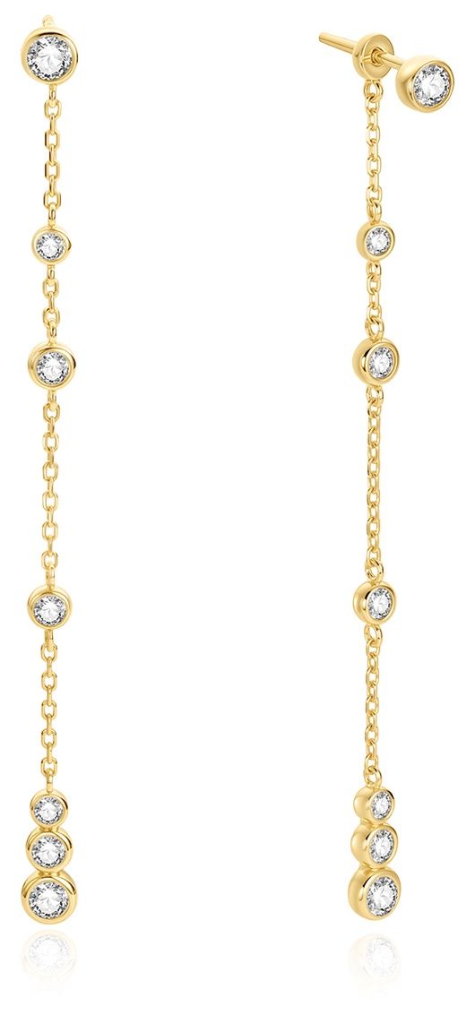 GOLD CASCADE STATION DROP STUD EARRINGS