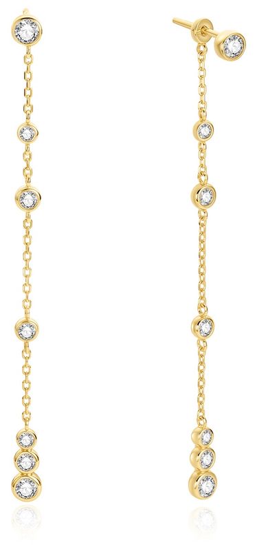 GOLD CASCADE STATION DROP STUD EARRINGS