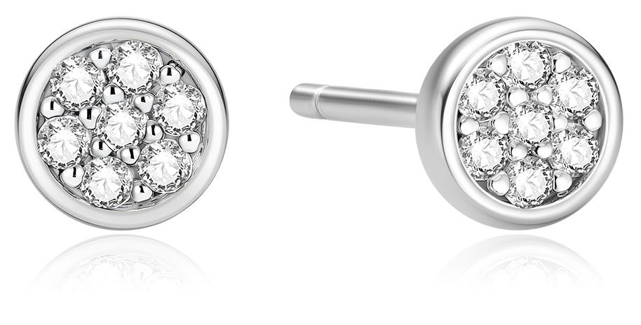 SILVER SMALL PAV DISC STUD EARRINGS