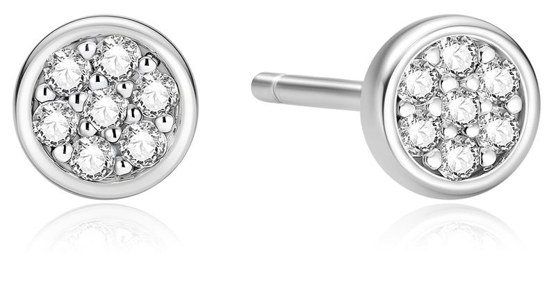 SILVER SMALL PAV DISC STUD EARRINGS