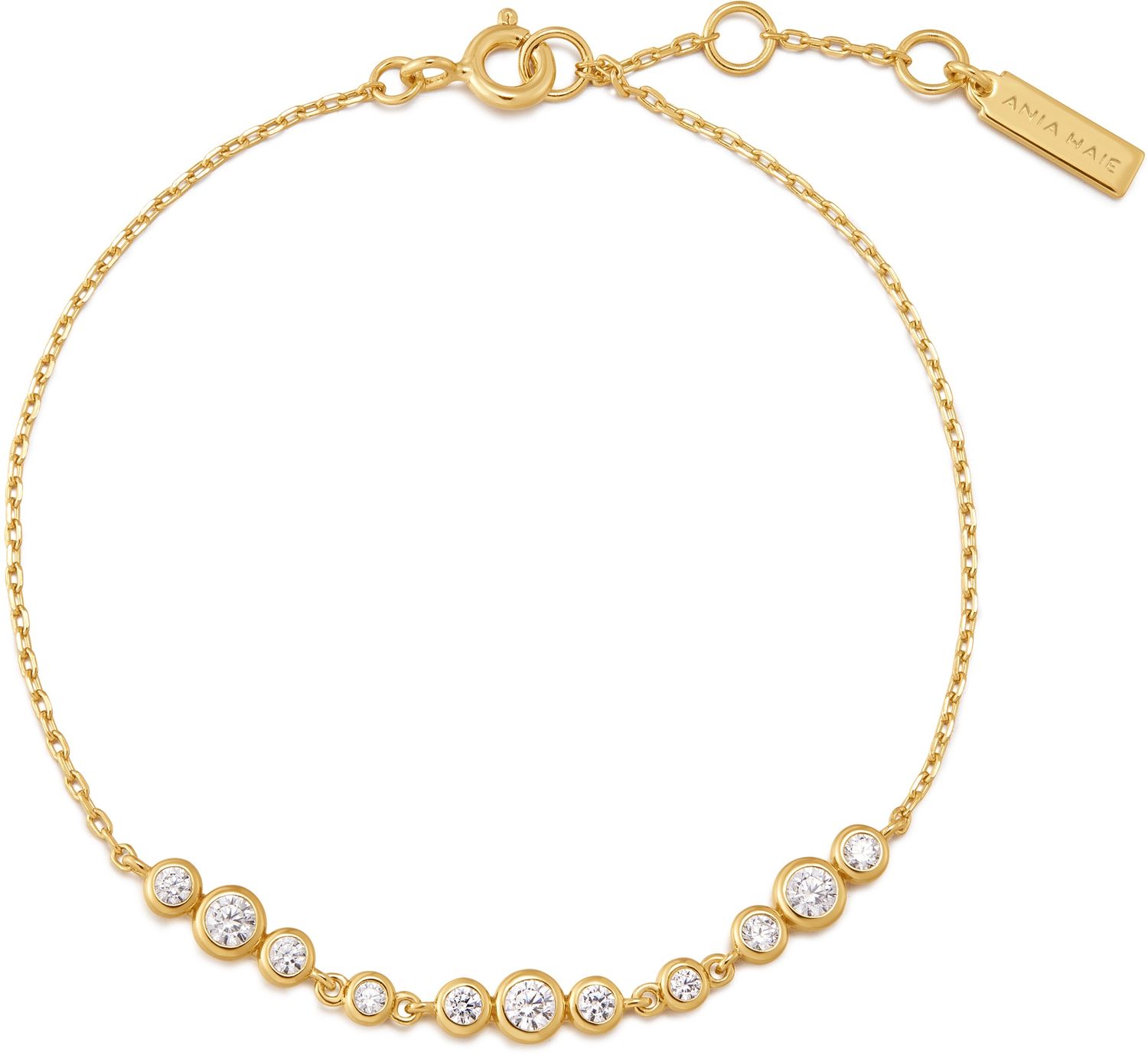 GOLD GRADUATED BEZEL-SET TRIOS BRACELET