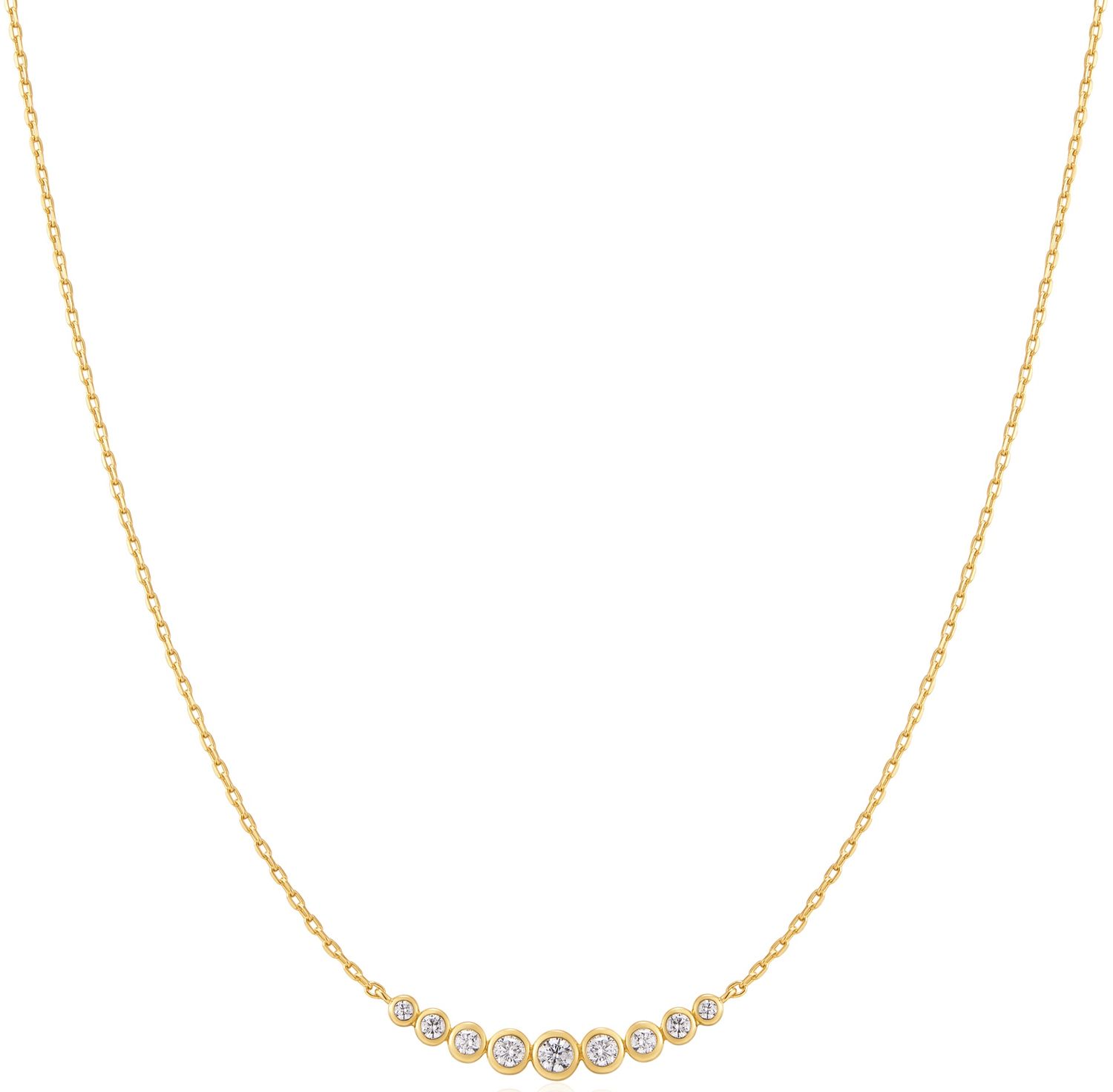 GOLD GRADUATED BEZEL-SET NECKLACE
