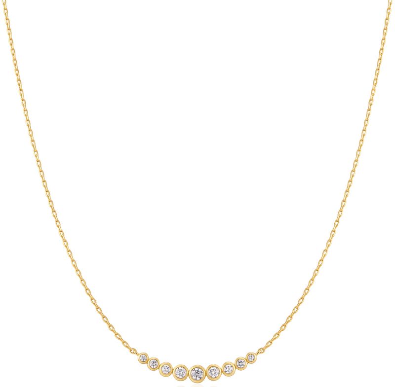 GOLD GRADUATED BEZEL-SET NECKLACE