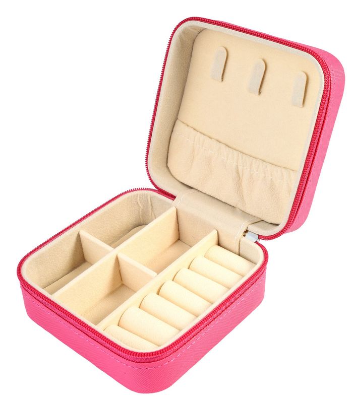 Juwelen reis etui 10 x 10 x 5 pink