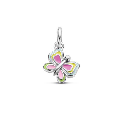 Hanger Vlinder gekleurde emaille + ketting 38cm