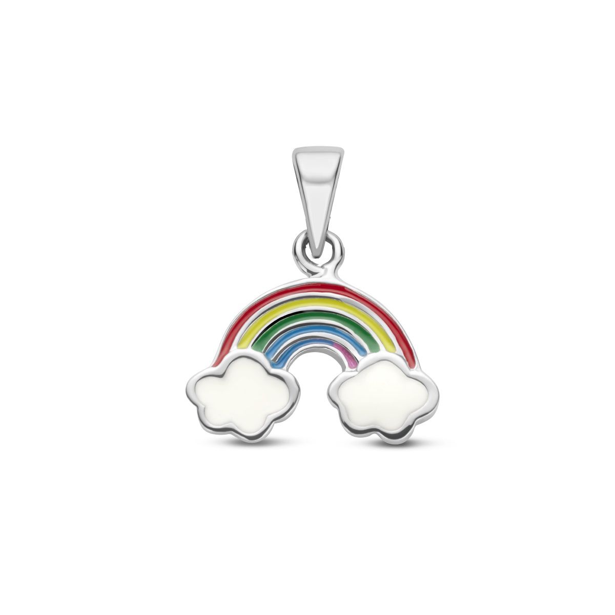 Hanger Regenboog met wolkjes + ketting 38cm