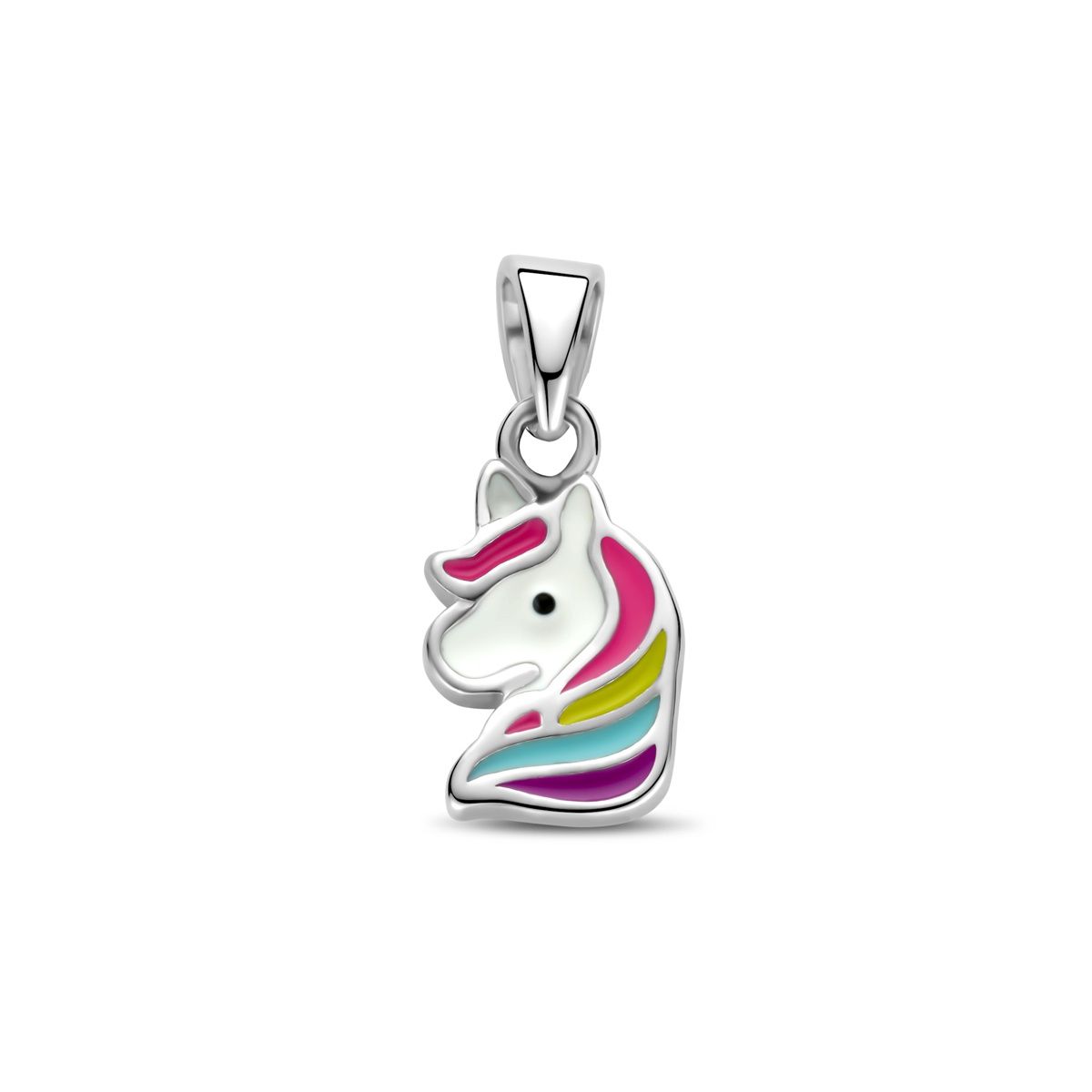 Hanger Unicorn met kleurrijke manen + ketting 32+4cm