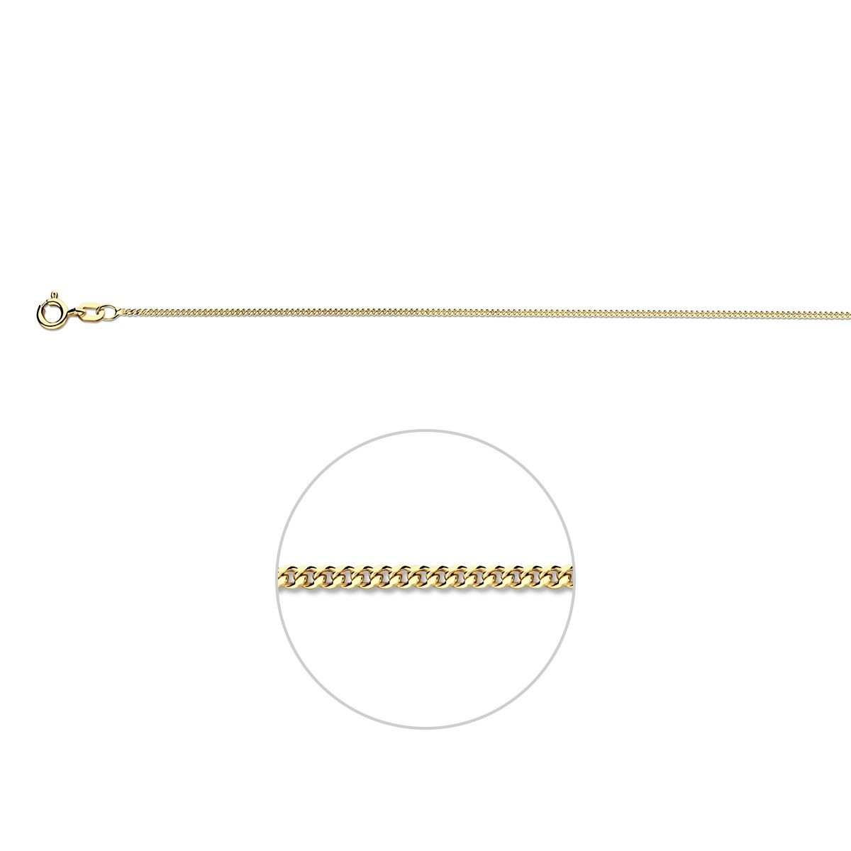 Verguld op zilver, gourmette ketting met een schakelbreedte van 1.2mm.