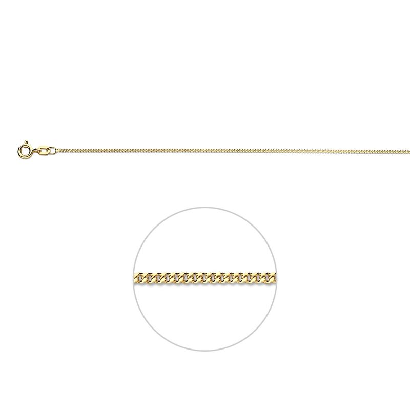 Verguld op zilver, gourmette ketting met een schakelbreedte van 1.2mm.