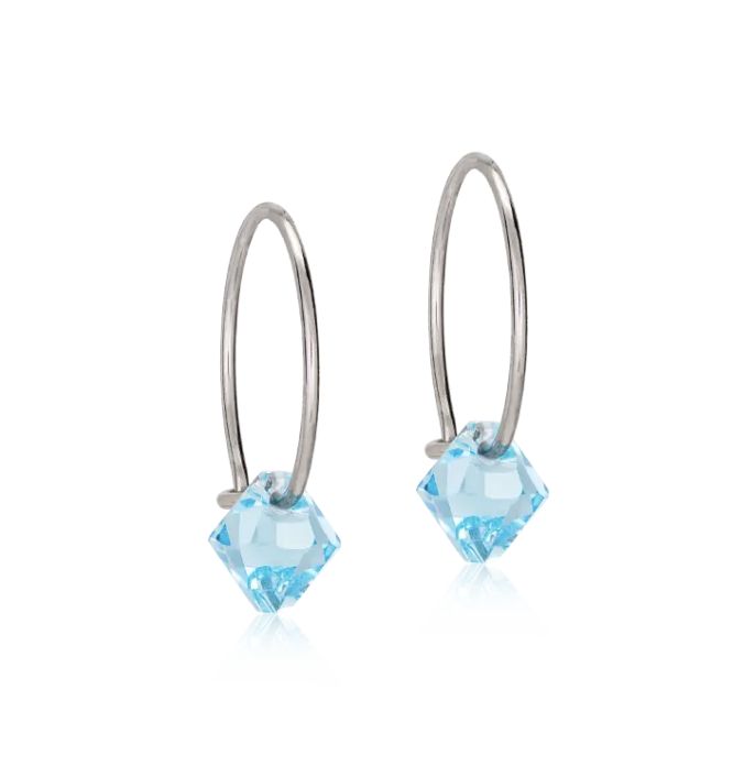 Creool natural titanium 14mm ring bicone 6mm aquamarine