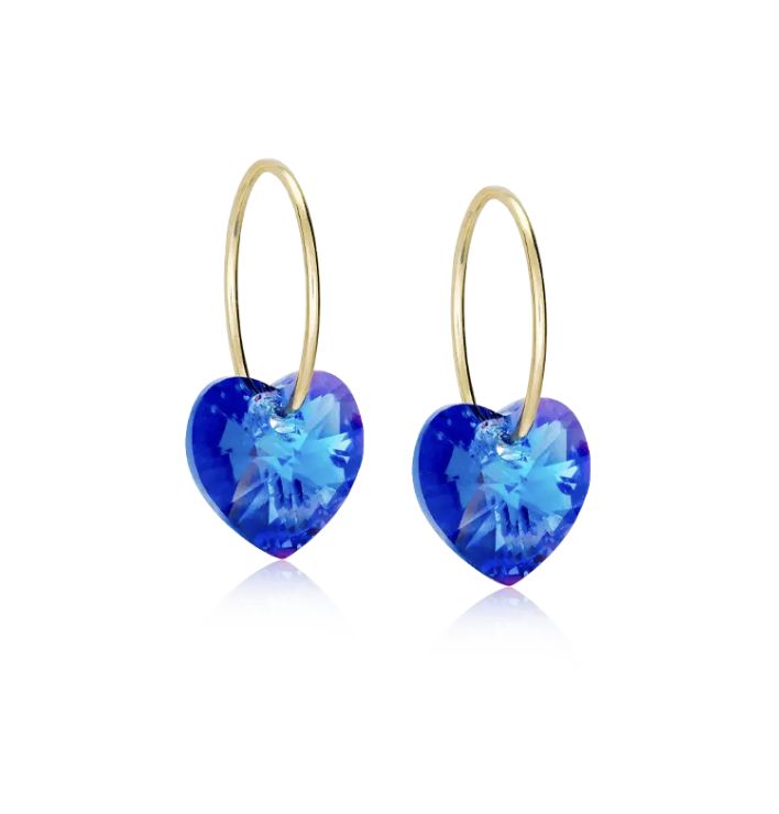 GT Ear Ring 14 mm. Heart 10 mm sapphire