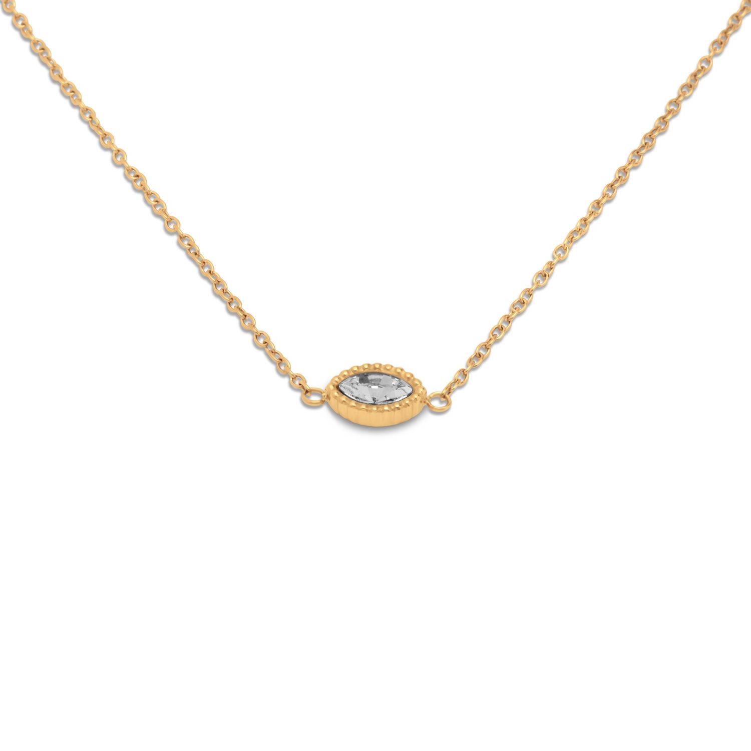 Friends necklace Navee, Kleur: Goudkleur, Kleur steen: Crystal
