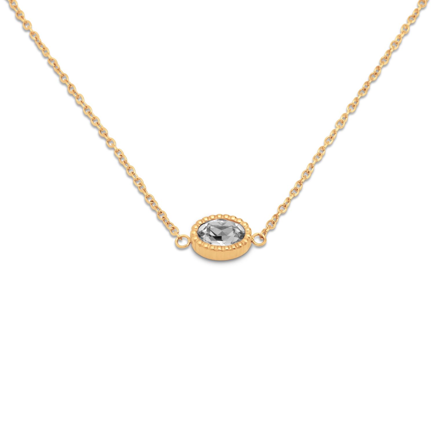 Friends necklace Auree, Kleur: Goudkleur, Kleur steen: Crystal