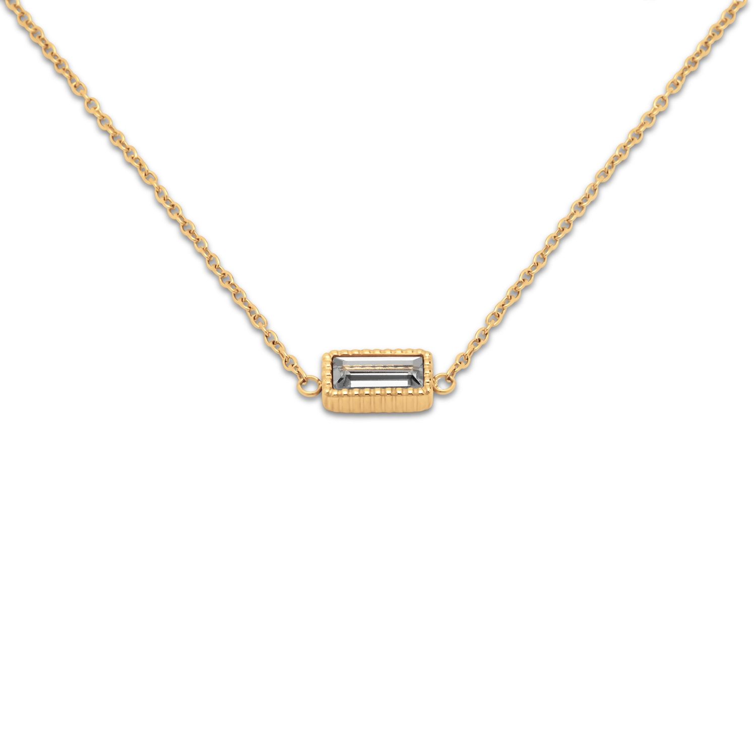 Friends necklace Baree, Kleur: Goudkleur, Kleur steen: Crystal