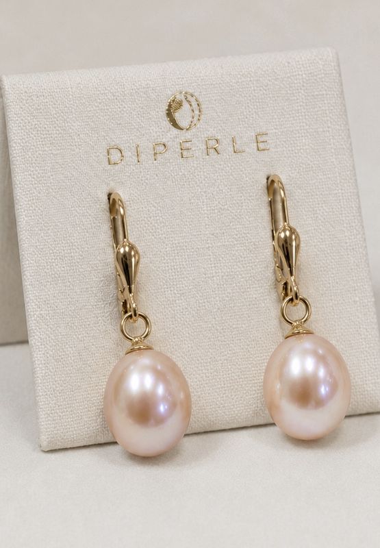Oorbellen brisure met natuurlijke roze zoetwaterparels 9x10mm